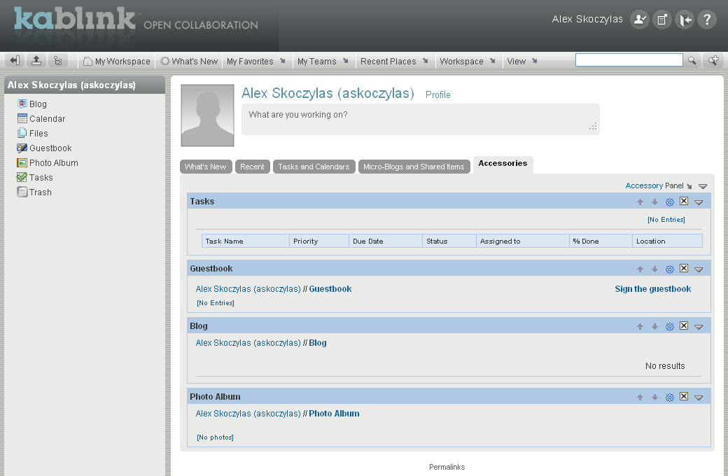 Kablink Teaming user workspace
