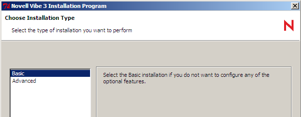 Installation Type page