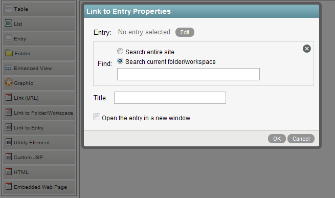 Configuring Entry Link Properties