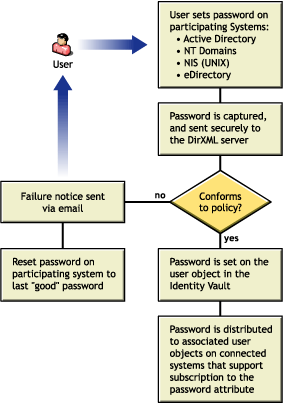 Diagram of password publishing to DirXML