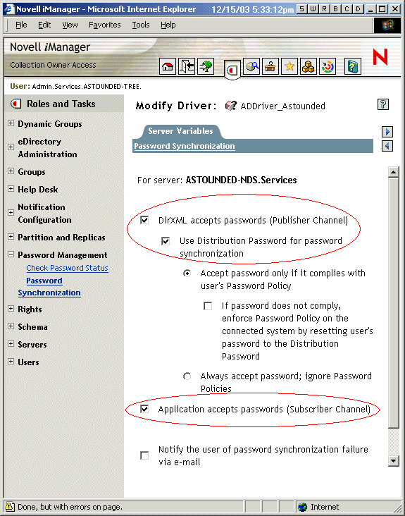 Pass Sync settings for Scenario 3