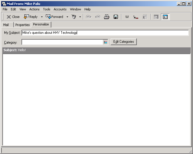 Mail view showing the Personalize tab