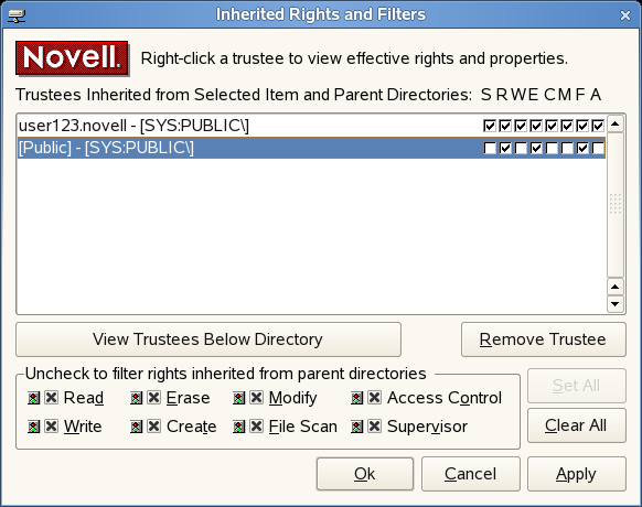 Inherited Rights and Filters Dialog Box