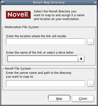 Description: Novell Map Directory Dialog Box