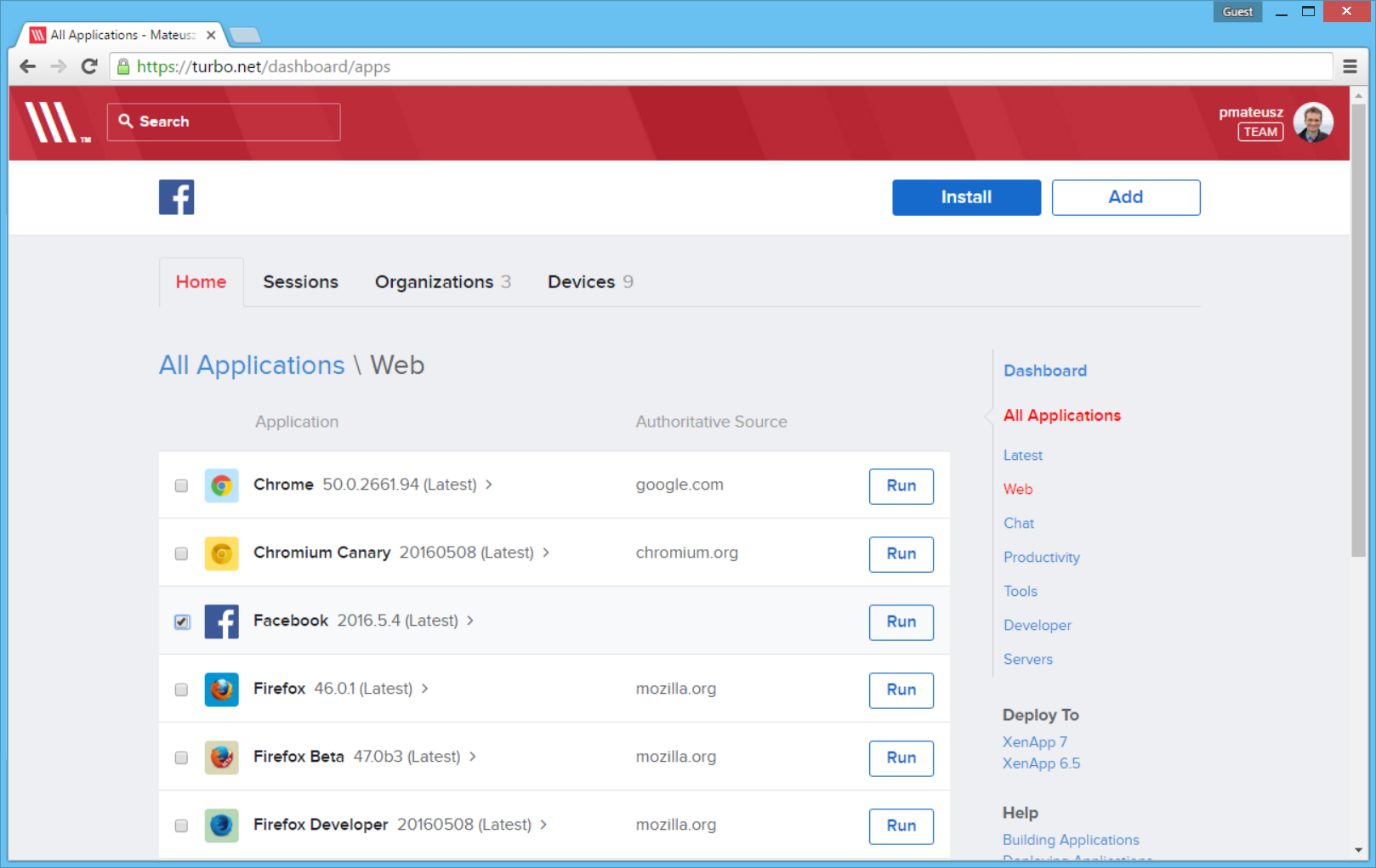 All applications - Facebook