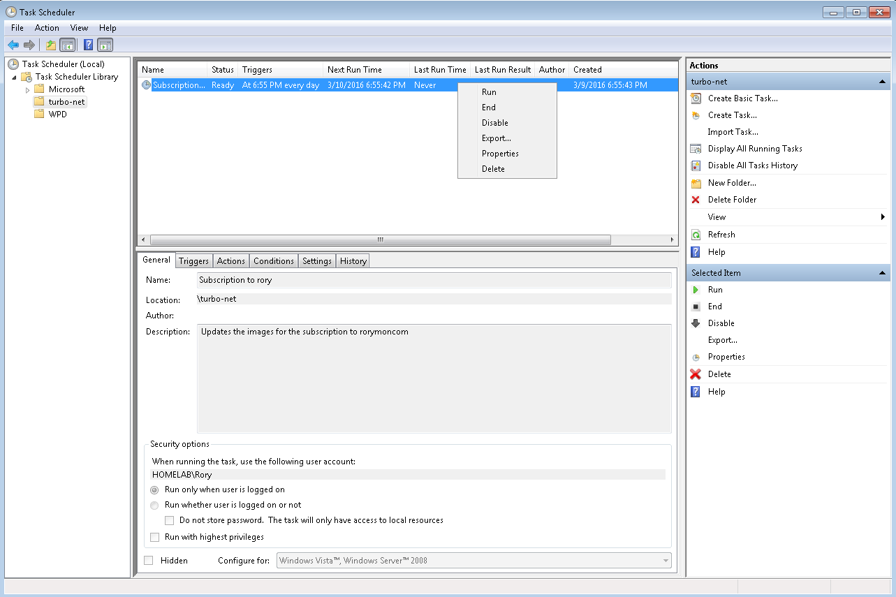 Subscription task scheduler