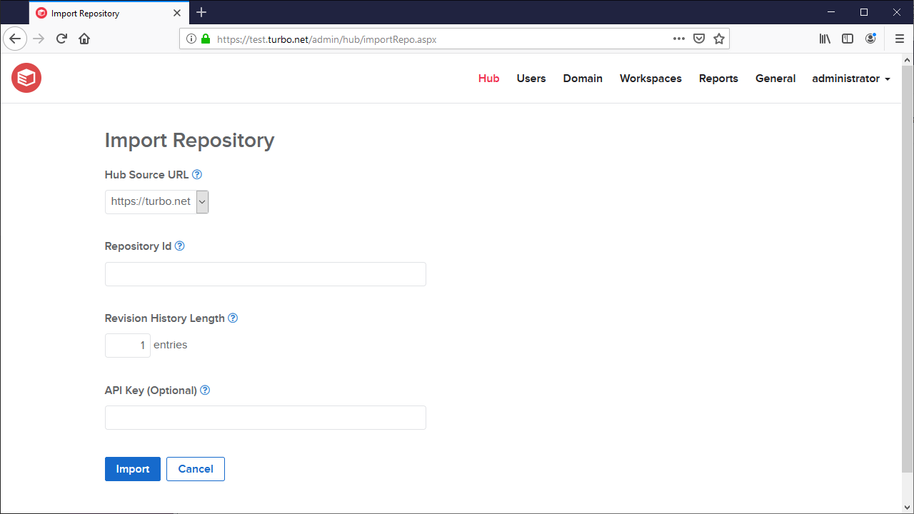Server admin import repository