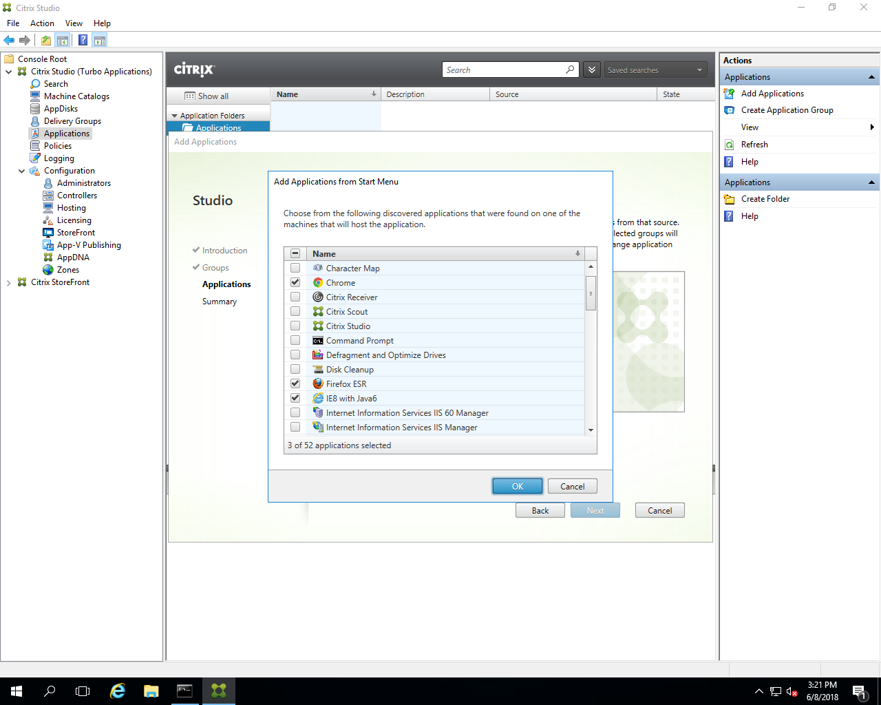 Citrix studio add apps from start menu select-apps