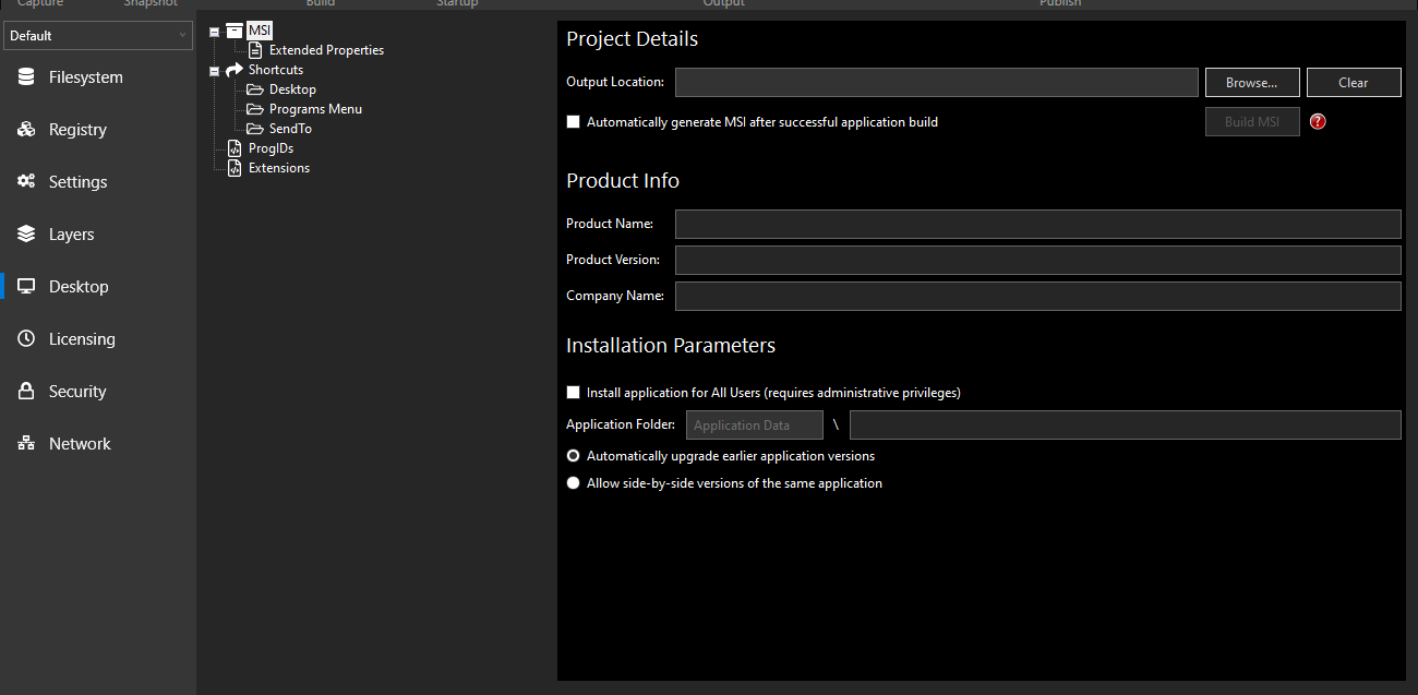Turbo Studio Desktop MSI settings