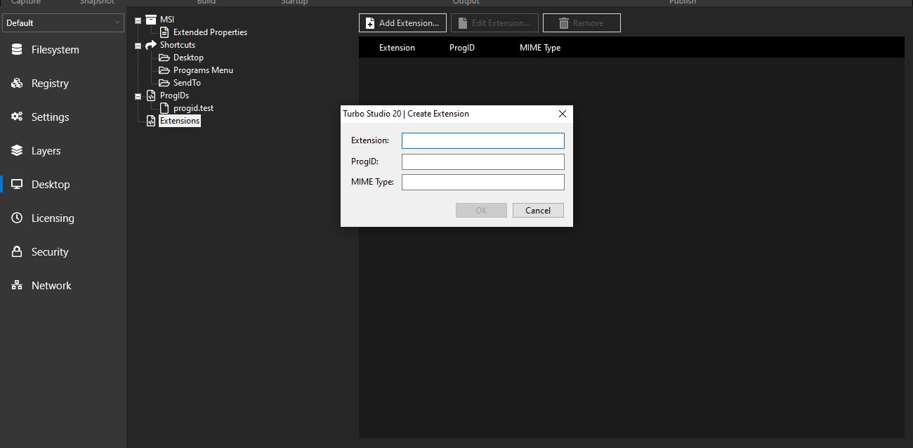 Turbo Studio Desktop File Extensions