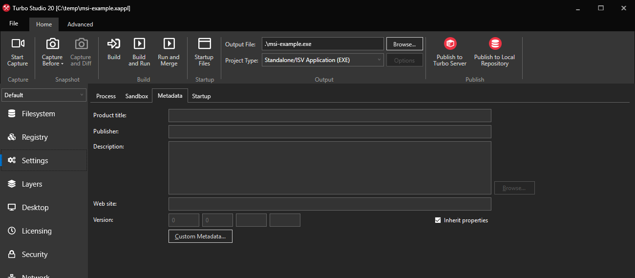 Turbo Studio MSI Metadata Example