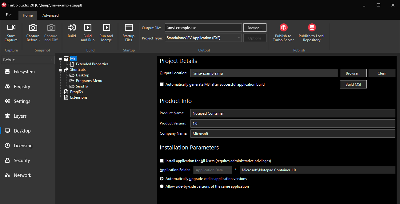 Turbo Studio MSI Project Example