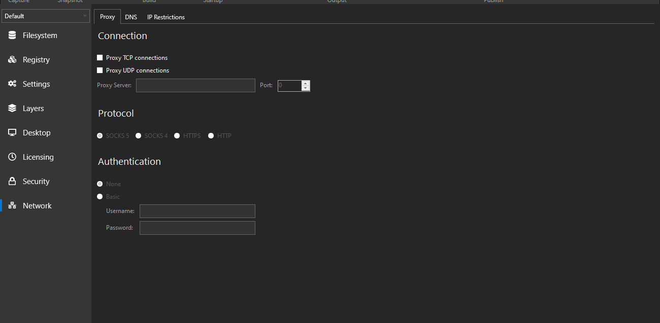 Turbo Studio Proxy Settings