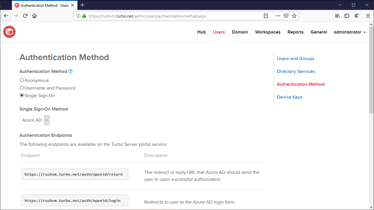Azure AD Authentication Method