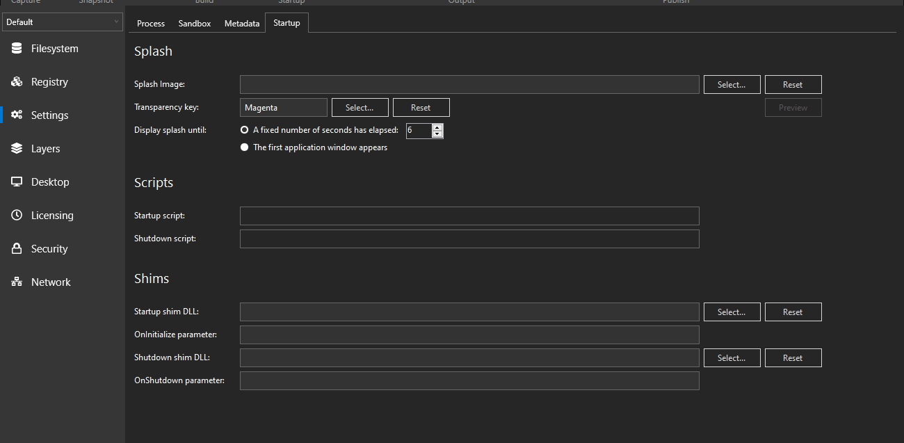 Turbo Studio Startup Settings