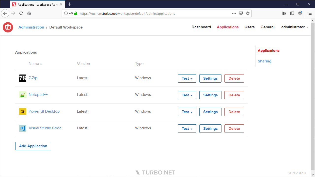 Workspace Admin Applications