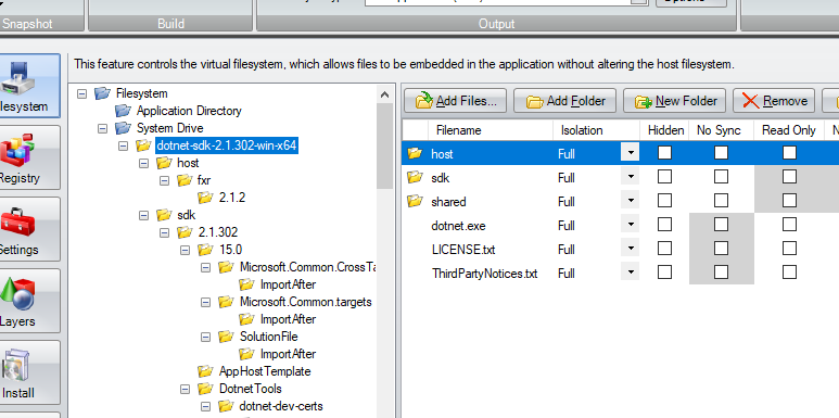 Studio .NET core filesystem