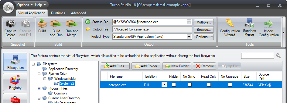 Studio MSI filesystem