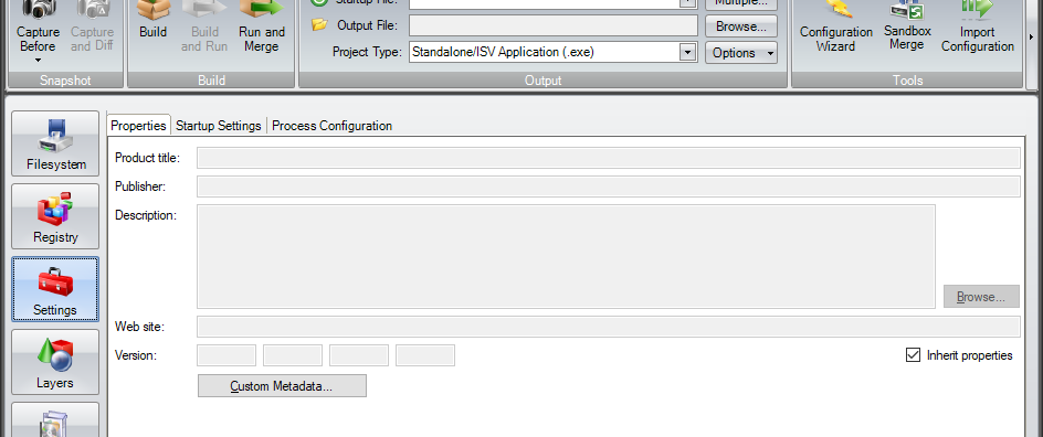 Studio container settings