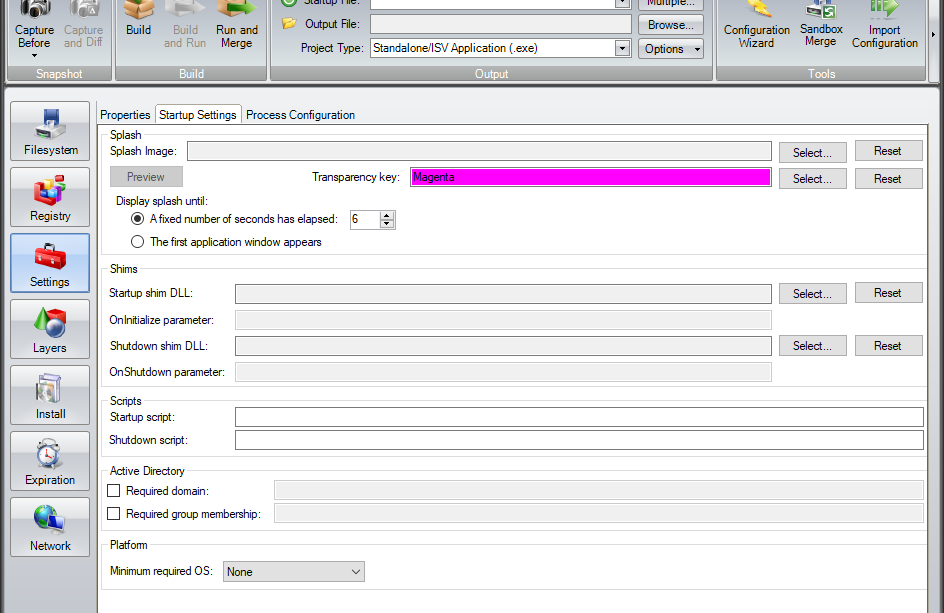 Studio container startup settings