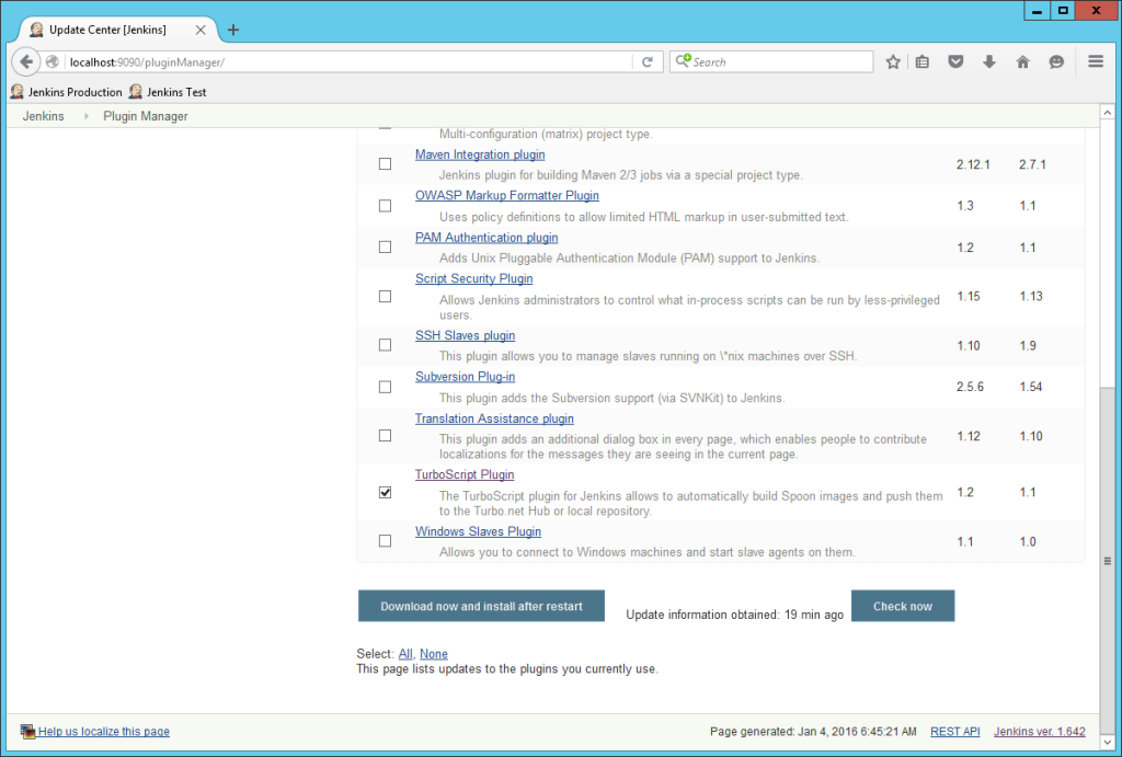 Studio snapshot a third-party application or component
