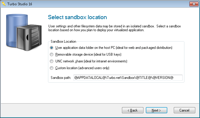 Studio snapshot sandbox location