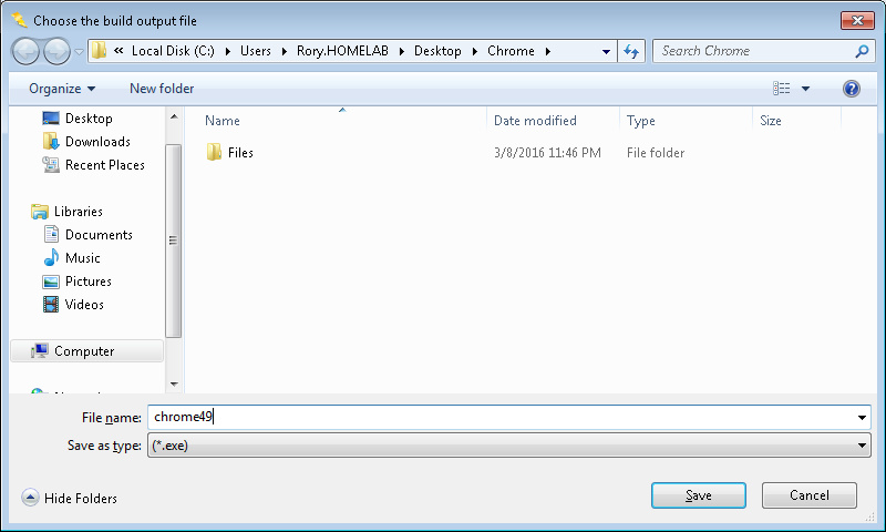 Studio snapshot output file browse