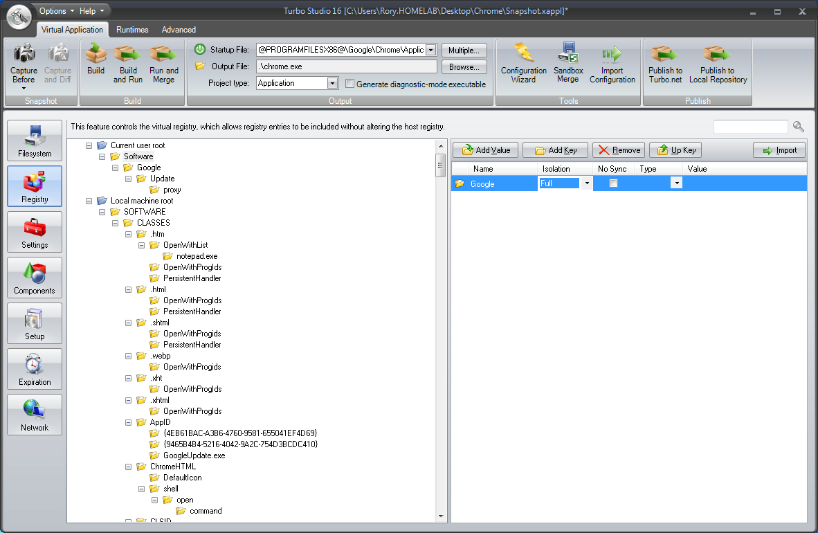Studio snapshot edit registry