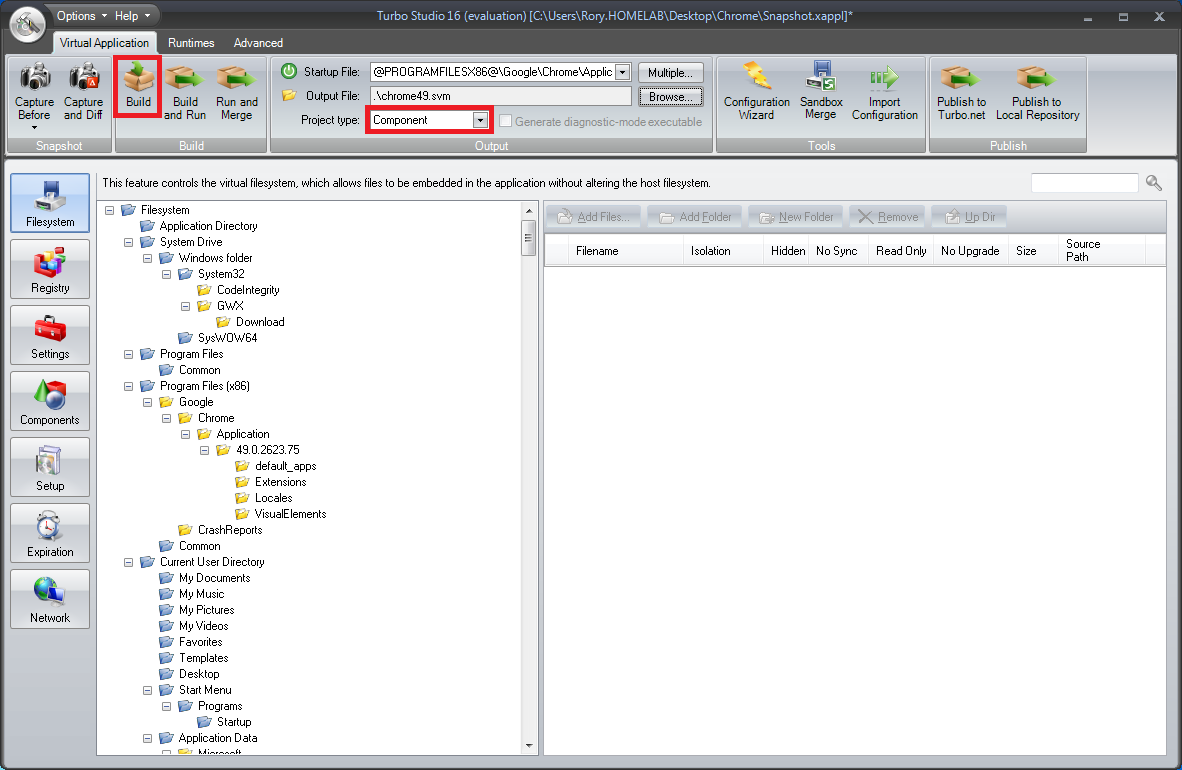 Studio snapshot project type