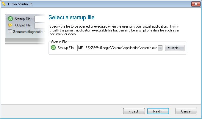 Studio snapshot startup file