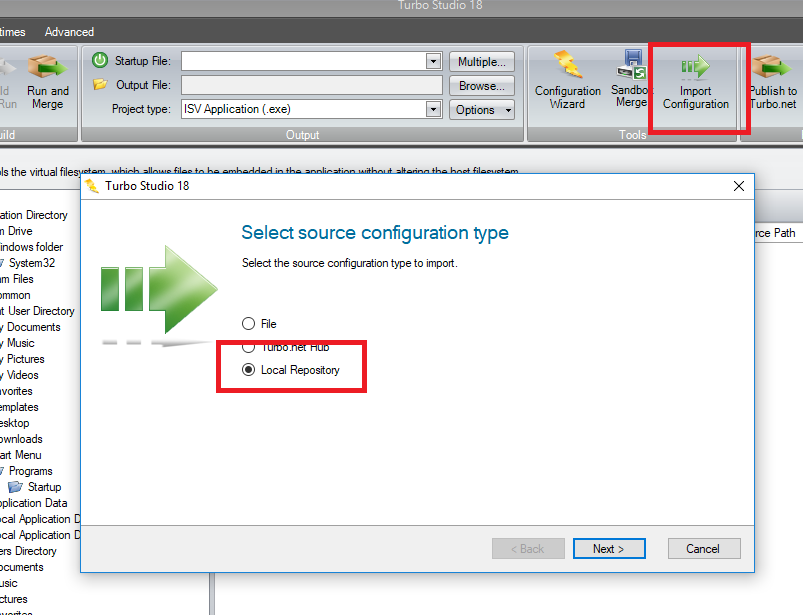 Studio IE + JRE configuration type