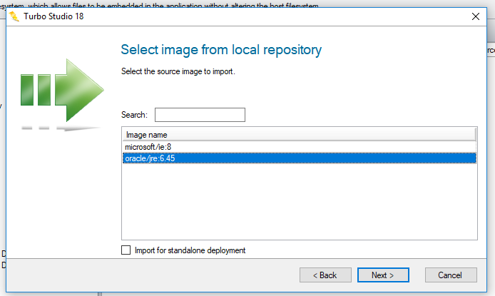 Studio IE + JRE image selection