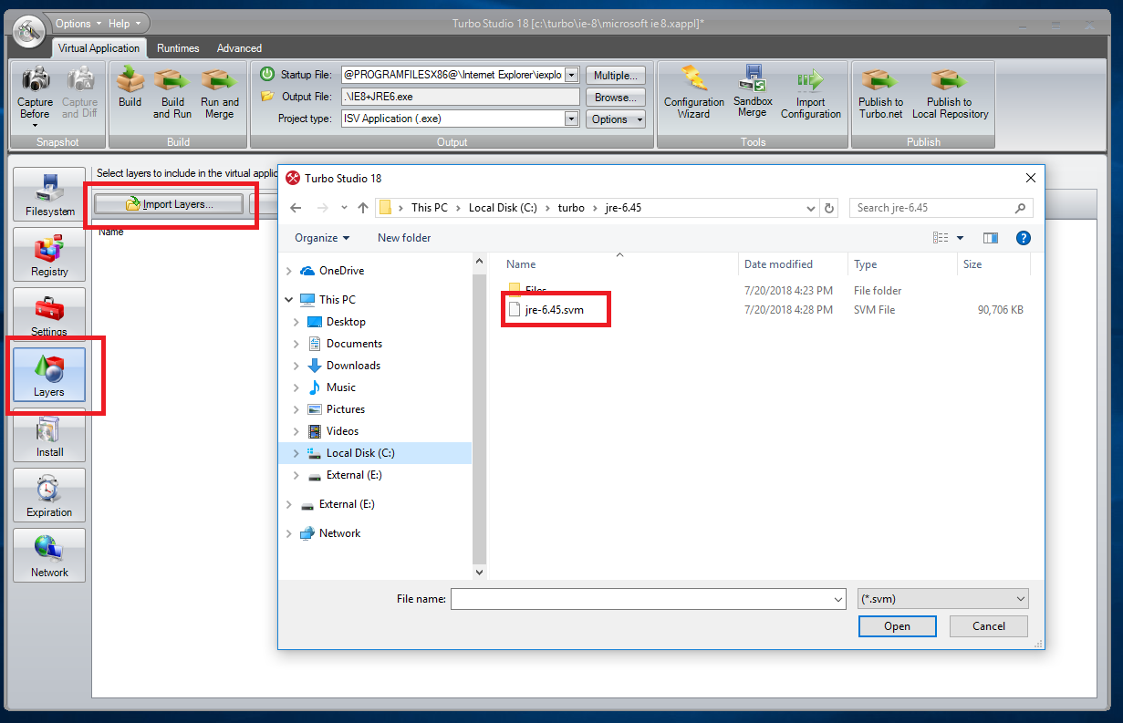 Studio IE + JRE layers