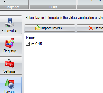 Studio IE + JRE layer selection