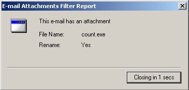 E-mail attachments filter report