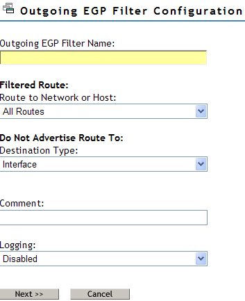 Configuring theoutgoing Filter Configuration