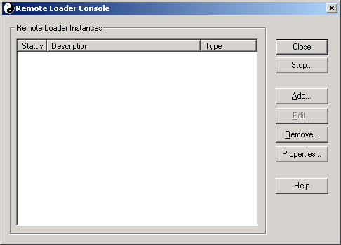 The Remote Loader Console dialog box
