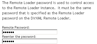 Edit boxes to type the Remote Loader password