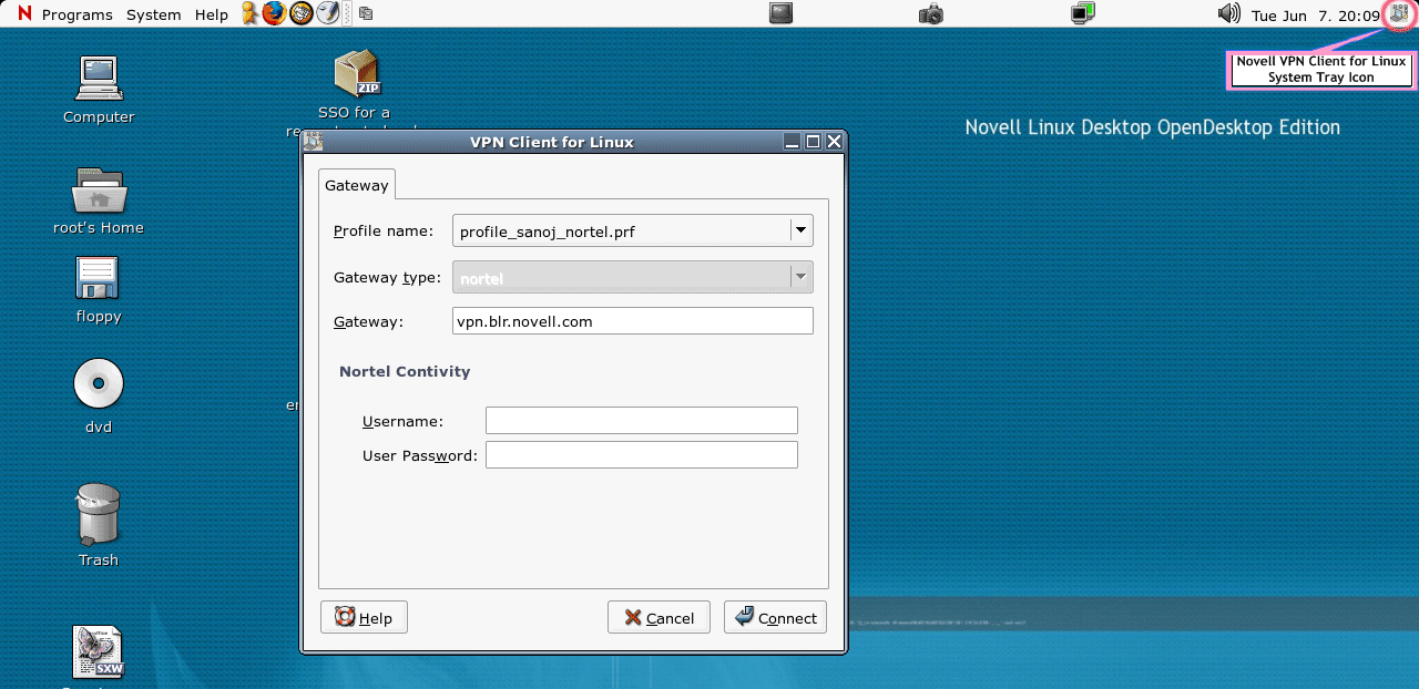 VPN Client dialog box