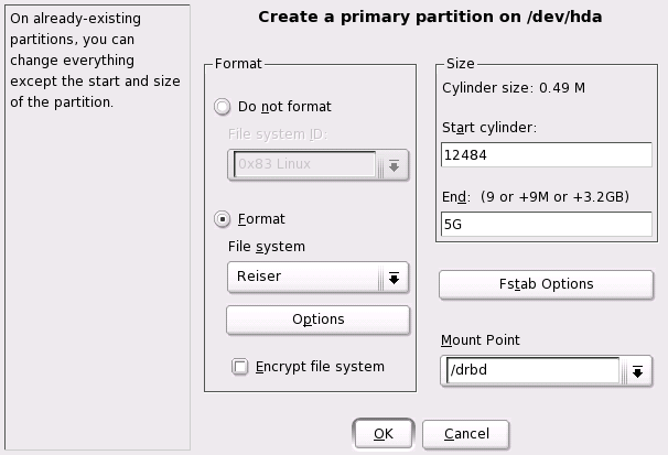 drbd partition options