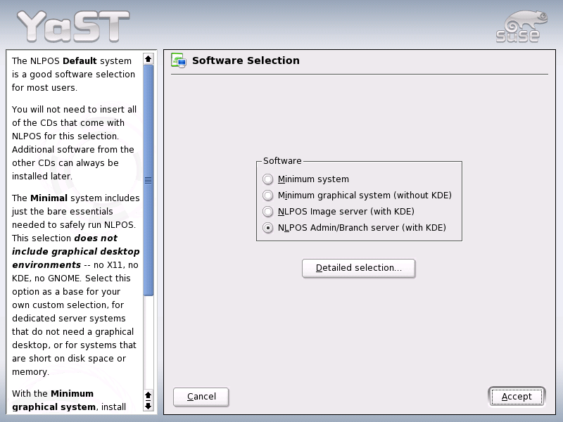Software Selection menu