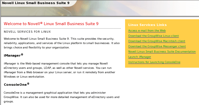 Small Business Suite home page