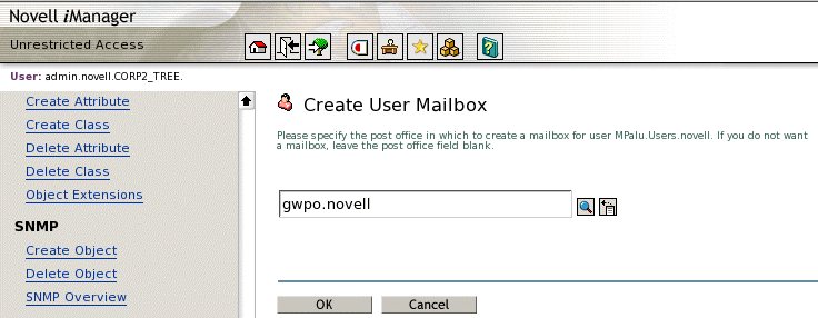 Create User Mailbox page