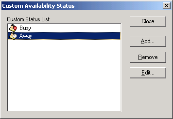 Custom Availability Status dialog box