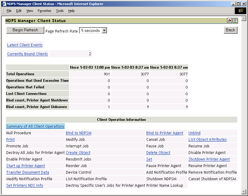 Client Interface page