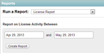 License Report page