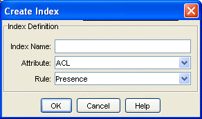 Create Index dialog box