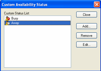 Custom Availability Status dialog box