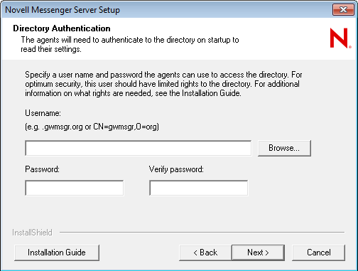 Directory Authentication dialog box
