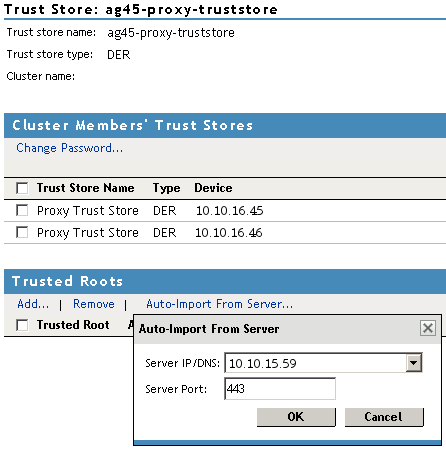 Importing a certificate into the proxy trust store